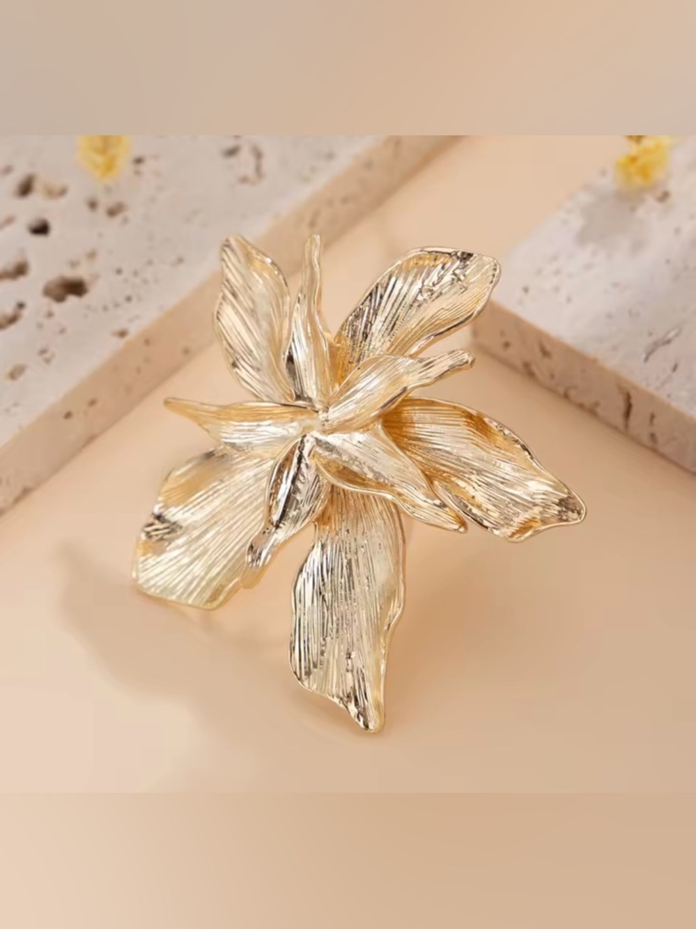 Anthropologie Gold Floral Brooch